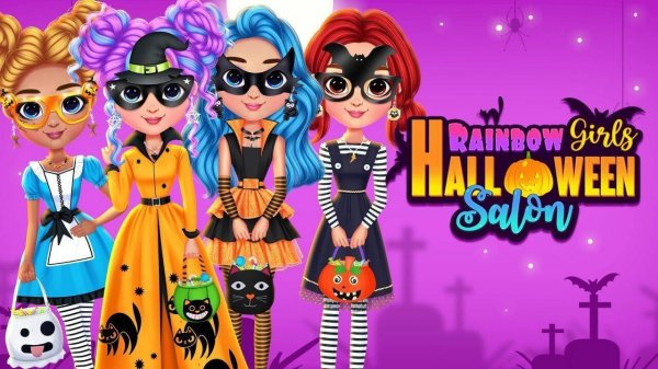Rainbow Girls Halloween Salon Dress Up Game